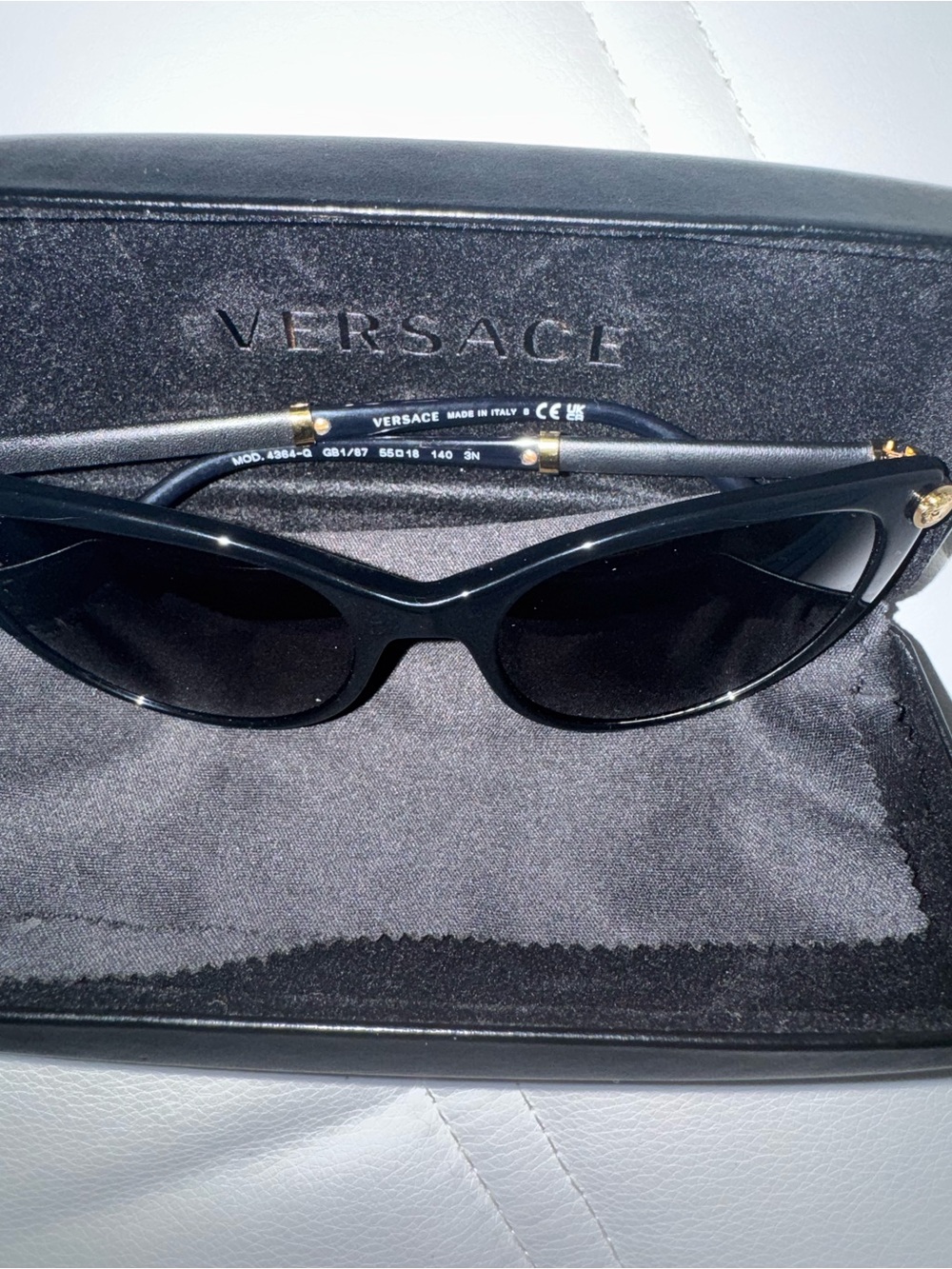 Versace Black Cat-Eye Sunglasses with Gold Medusa Accents